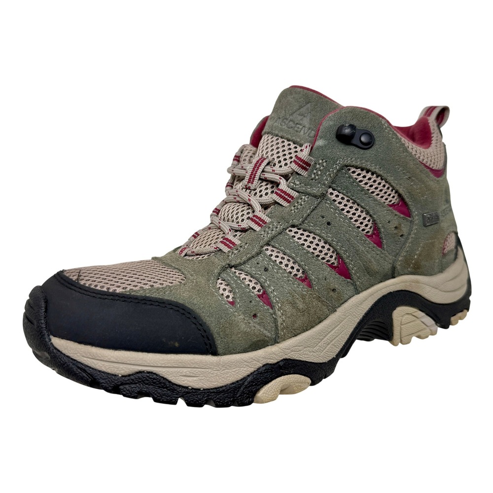 Ascend Bone-Dry Waterproof Hiking Trail Shoes Women's 10 Sage Green Suede Mesh